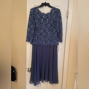 New with tags, size 14 wedding guest dress, blue